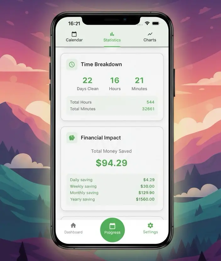 Money saved calculator with spending breakdown